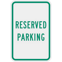Lavex "Reserved Parking" Engineer-Grade Reflective Green Aluminum Sign - 12" x 18"