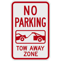 Lavex "No Parking / Tow Away Zone" Engineer-Grade Reflective Red Aluminum Sign - 12" x 18"