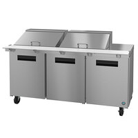 Hoshizaki SR72A-24M 72" 3 Door Mega Top Stainless Steel Refrigerated Sandwich Prep Table