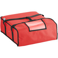 Choice Customizable Insulated Pizza Delivery Bag Red Nylon 18" x 18" x 5 1/2" - Holds up to (2) 16" or (1) 18" Pizza Boxes