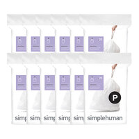 simplehuman CW0263MC 13-16 Gallon 30 Micron 13 5/8" x 11" Liter Code P White Custom Fit Trash Can Liner - 240/Case