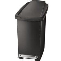 simplehuman CW1329 2.6 Gallon / 10 Liter Black Rectangular Slim Step-On Trash Can