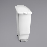 simplehuman CW1362 11 Gallon / 40 Liter White Slim Step-On Rectangular Trash Can