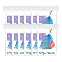 simplehuman CW0269MC 4.2-4.8 Gallon 25 Micron 11 5/8" x 7 1/8" Code V Blue Custom Fit Recycling Liner - 240/Case