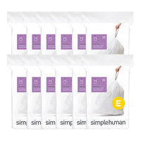 simplehuman CW0255MC 5.3 Gallon 25 Micron 11 5/8" x 7 1/8" Code E White Custom Fit Trash Can Liner - 240/Case