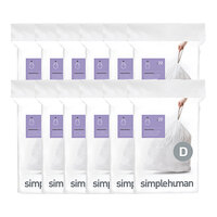 simplehuman CW0254MC 5.3 Gallon 25 Micron 11 5/8" x 7 1/8" Code D White Custom Fit Trash Can Liner - 240/Case