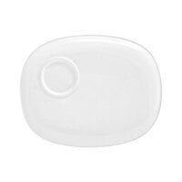 Front of the House Harmony 10 1/2" x 8 1/4" Bright White Coupe Oval Porcelain Plate with Built-In Well - 4/Case
