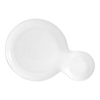 Front of the House Harmony Bento 10" Bright White 2-Compartment Round Porcelain Plate - 6/Case