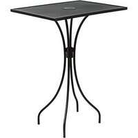 BFM Seating Barnegat 24" x 32" Rectangular Black Steel Outdoor / Indoor Bar Height Table with Umbrella Hole