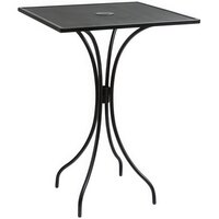 BFM Seating Barnegat 30" x 30" Square Black Steel Outdoor / Indoor Bar Height Table with Umbrella Hole