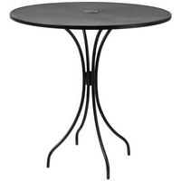 BFM Seating Barnegat 42" Round Black Steel Outdoor / Indoor Bar Height Table with Umbrella Hole