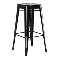 Lancaster Table & Seating Alloy Series Onyx Black Outdoor Backless Barstool