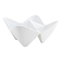 Front of the House DBO089WHP22 Kyoto 4 oz. Bright White 4-Compartment Porcelain Pinch Bowl - 6/Case