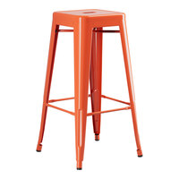 Lancaster Table & Seating Alloy Series Amber Orange Outdoor Backless Barstool