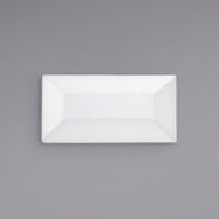 Front of the House DAP012WHP22 Kyoto 9 1/4" x 4 3/4" Bright White Rectangular Porcelain Footed Plate - 6/Case