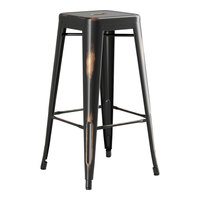 Lancaster Table & Seating Alloy Series Distressed Copper Outdoor Backless Barstool