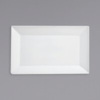 Front of the House DOS015WHP22 Kyoto 14" x 9" Bright White Rectangular Porcelain Plate - 6/Case