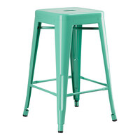 Lancaster Table & Seating Alloy Series Aquamarine Outdoor Backless Counter Height Stool