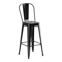 Lancaster Table & Seating Alloy Series Onyx Black Outdoor Cafe Barstool