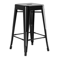 Lancaster Table & Seating Alloy Series Onyx Black Outdoor Backless Counter Height Stool