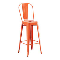 Lancaster Table & Seating Alloy Series Amber Orange Outdoor Cafe Barstool