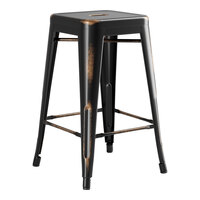 Lancaster Table & Seating Alloy Series Distressed Copper Outdoor Backless Counter Height Stool