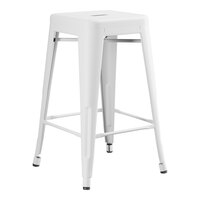 Lancaster Table & Seating Alloy Series Pearl White Outdoor Backless Counter Height Stool