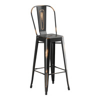 Lancaster Table & Seating Alloy Series Distressed Copper Outdoor Cafe Barstool