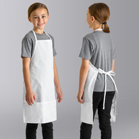 Uncommon Chef 3007 White Customizable Youth Bib Apron with 2 Pockets - 25" x 20"