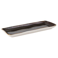 Tuxton GGM-551 TuxTrendz Artisan Geode Mushroom 13 3/4" x 5" Rectangular China Tray - 12/Case