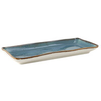 Tuxton GGE-550 TuxTrendz Artisan Geode Azure 11 5/8" x 5 1/8" Rectangular China Tray   - 12/Case