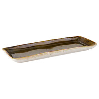 Tuxton GGW-551 TuxTrendz Artisan Geode Walnut 13 3/4" x 5" Rectangular China Tray - 12/Case