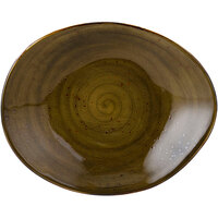 Tuxton GGW-652 TuxTrendz Artisan Geode Walnut 12" x 9 3/4" China Ellipse Plate - 12/Case