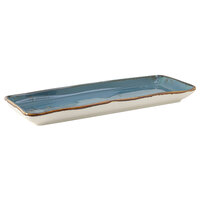 Tuxton GGE-551 TuxTrendz Artisan Geode Azure 13 3/4" x 5" Rectangular China Tray   - 12/Case