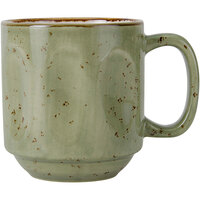 Tuxton GGO-150 TuxTrendz Artisan Geode Olive 12 oz. China Yukon Mug - 24/Case