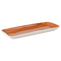 Tuxton GGC-551 TuxTrendz Artisan Geode Coral 13 3/4" x 5" Rectangular China Tray - 12/Case