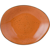 Tuxton GGC-652 TuxTrendz Artisan Geode Coral 12" x 9 3/4" China Ellipse Plate - 12/Case