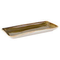 Tuxton GGW-550 TuxTrendz Artisan Geode Walnut 11 5/8" x 5 1/8" Rectangular China Tray - 12/Case