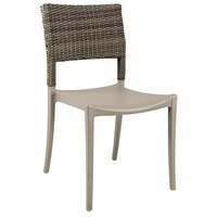 Grosfillex US925181 Java French Taupe Resin Sidechair with Wicker Back   - 16/Case