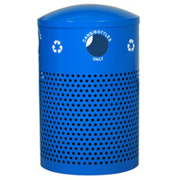 Ex-Cell Kaiser RC-2441 CANS RBL Landscape Series 40 Gallon Blue Gloss Round Large Capacity Recycle Receptacle with Dome Top