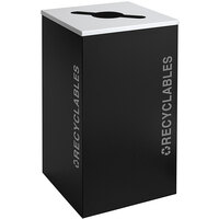 Ex-Cell Kaiser RC-KDSQ-R BT-PBG Black Tie Kaleidoscope Pebble Black Gloss Square 24 Gallon Recyclables Receptacle