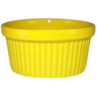 International Tableware RAMF-4-Y Cancun 4 oz. Yellow Stoneware Fluted Ramekin - 36/Case