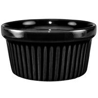 International Tableware RAMF-3-B Cancun 3 oz. Black Stoneware Fluted Ramekin - 36/Case