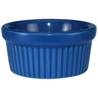 International Tableware RAMF-3-LB Cancun 3 oz. Light Blue Stoneware Fluted Ramekin - 36/Case