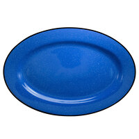 International Tableware CF-13 Campfire 11 1/2" x 8 1/4" Speckle Ocean Blue Rolled Edge Stoneware Platter - 12/Case