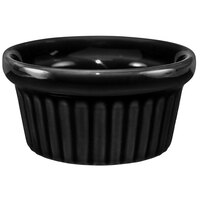 International Tableware RAMF-2-B Cancun 2 oz. Black Stoneware Fluted Ramekin - 36/Case