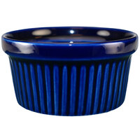 International Tableware RAMF-4-CB Cancun 4 oz. Cobalt Blue Stoneware Fluted Ramekin - 36/Case