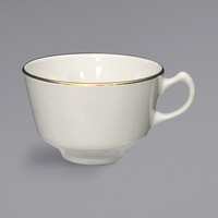 International Tableware FL-1 Florentine 7 oz. Gold Rim Ivory (American White) Stoneware Cup - 36/Case