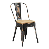 Lancaster Table & Seating Alloy Series Distressed Copper Indoor Cafe Chair with Natural Wood Seat