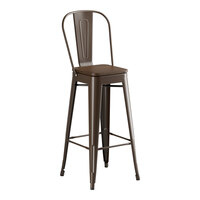 Lancaster Table & Seating Alloy Series Copper Indoor Cafe Barstool with Walnut Wood Seat